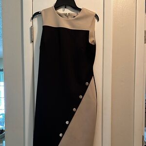 Tommy Hilfiger Black and Cream Asymmetrical Dress